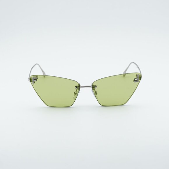 Fendi FE4160US 16N Sunglasses Silver Cat Eye Frame, Green Lenses main image 8
